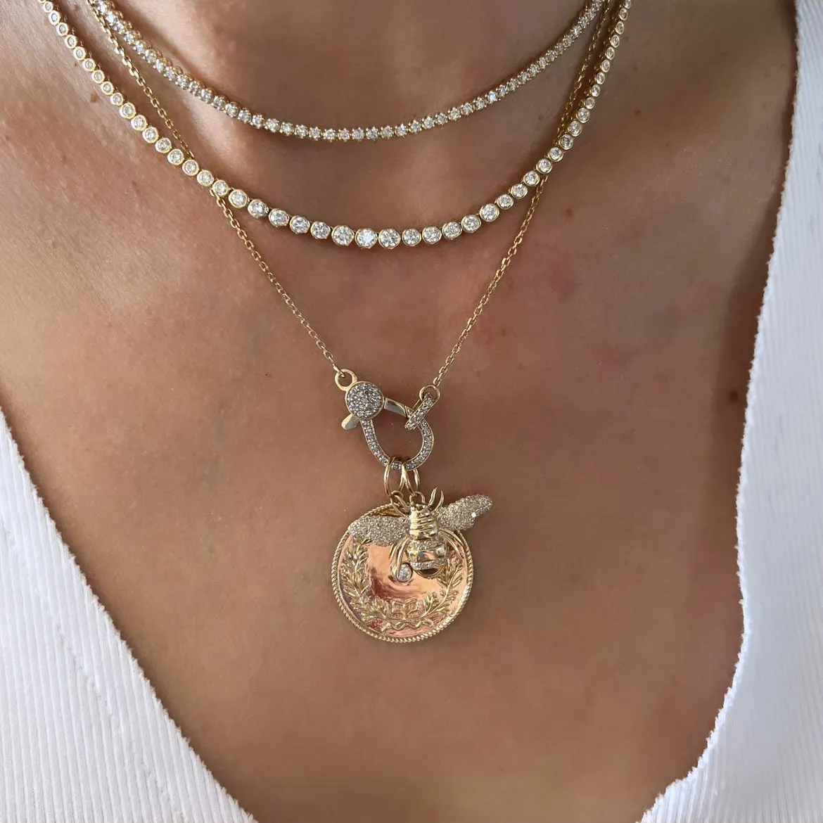 14KT Gold Diamond Bee Charm Pendant