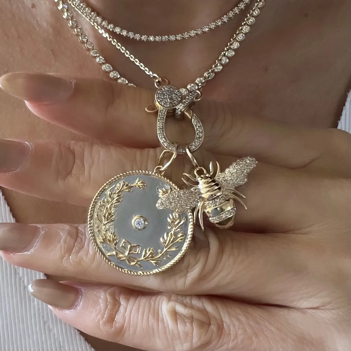 14KT Gold Diamond Bee Charm Pendant