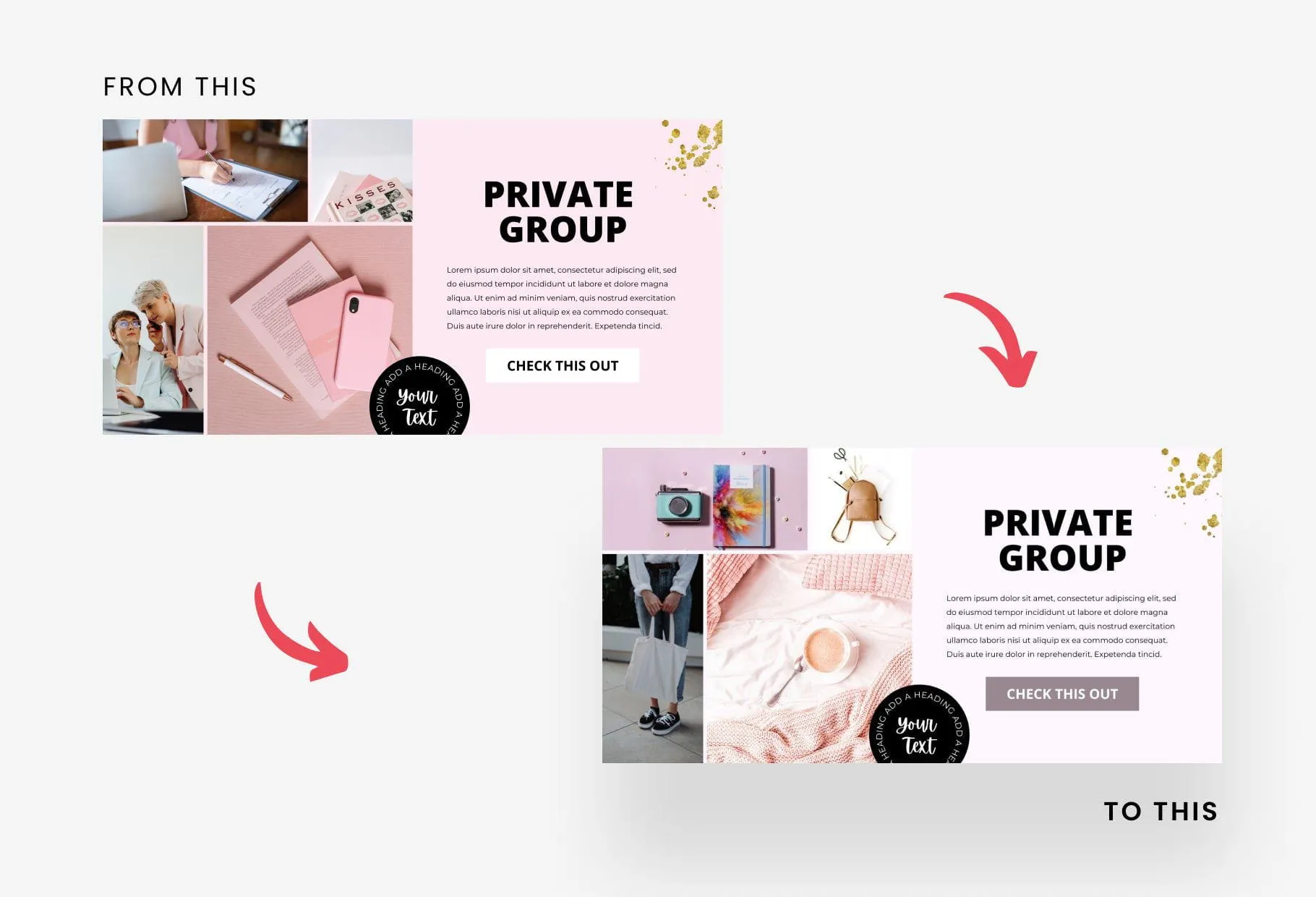 20 Facebook Group Banner Pink and Chic Canva Templates