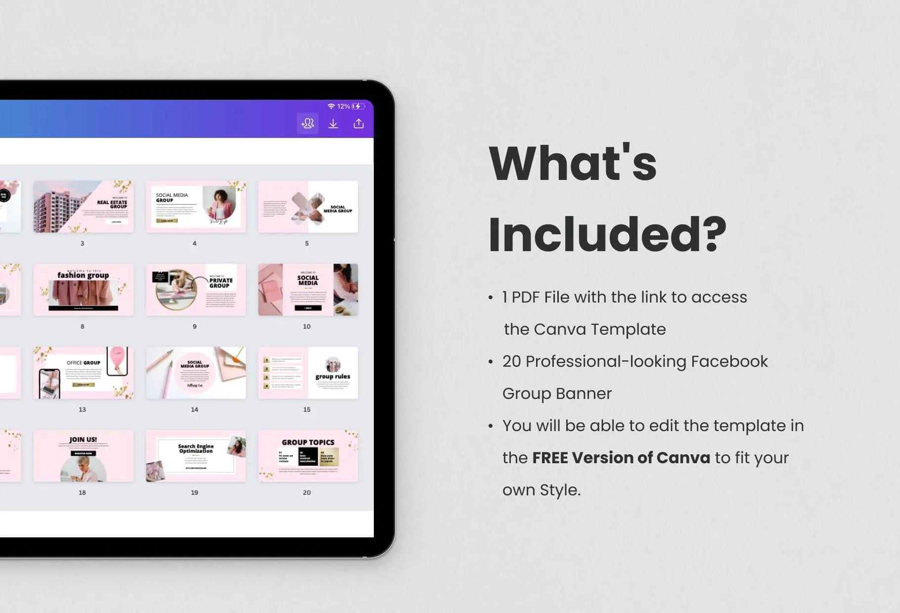 20 Facebook Group Banner Pink and Chic Canva Templates