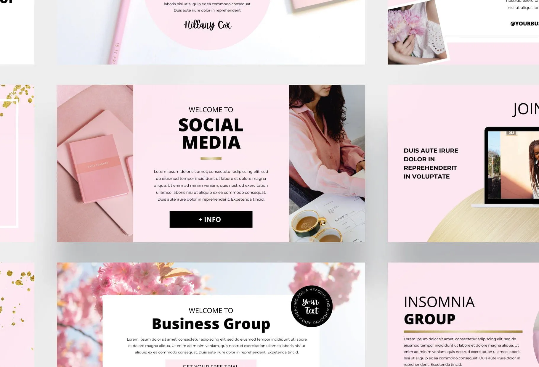 20 Facebook Group Banner Pink and Chic Canva Templates