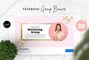 20 Facebook Group Banner Pink and Chic Canva Templates