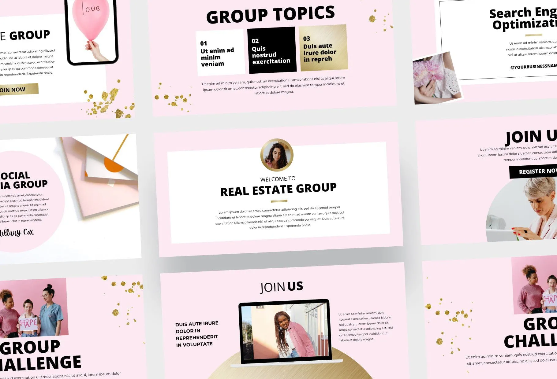 20 Facebook Group Banner Pink and Chic Canva Templates