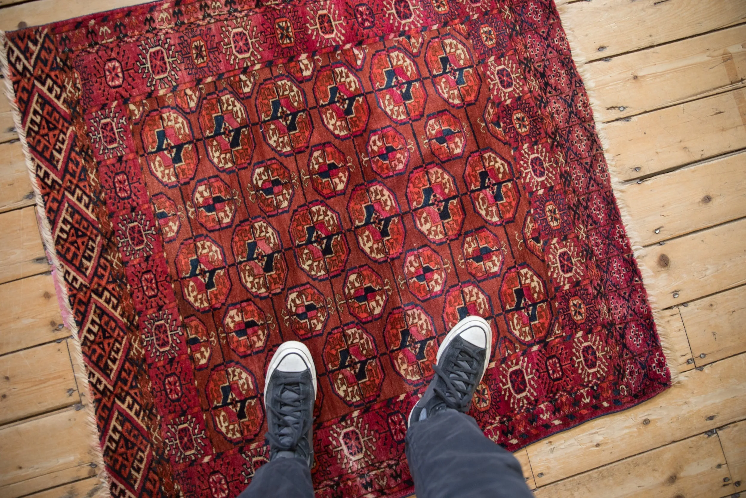 3.5x4 Antique Turkmen Square Rug