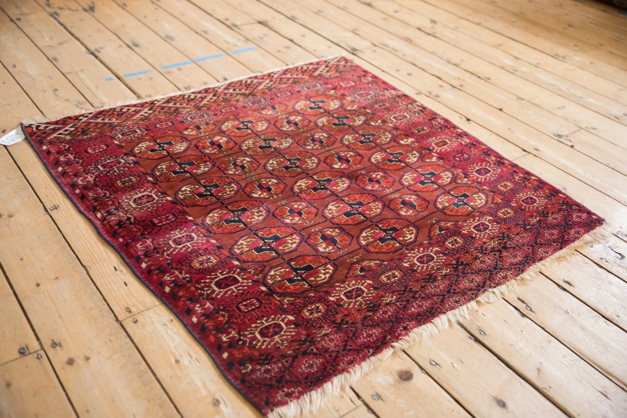 3.5x4 Antique Turkmen Square Rug