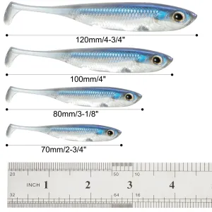 5/6pcs Fishing Soft Plastic Lures Silicone Bait Paddle Tail Shad Swimbaits