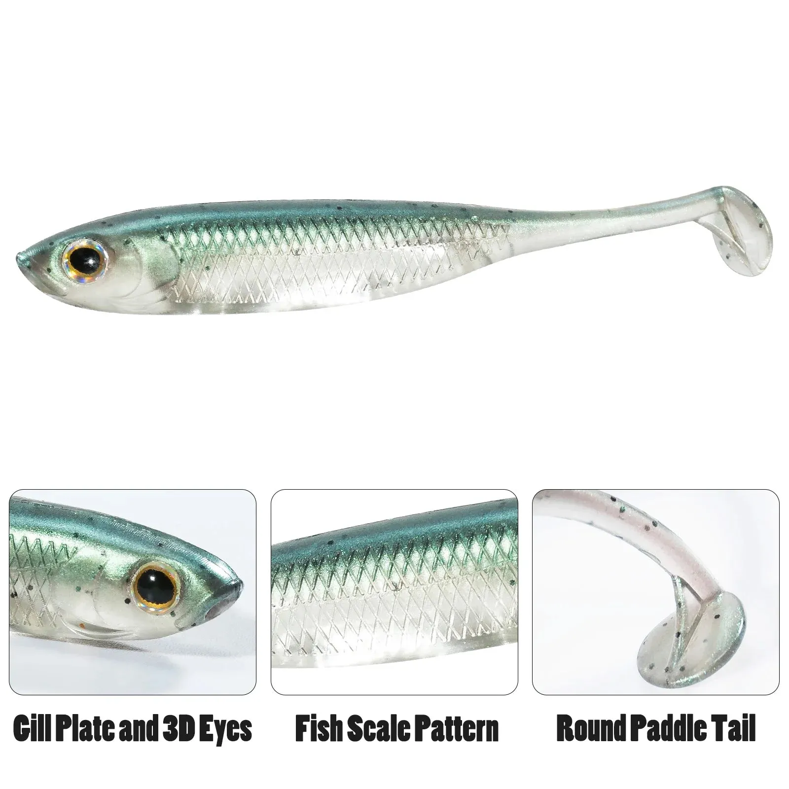 5/6pcs Fishing Soft Plastic Lures Silicone Bait Paddle Tail Shad Swimbaits