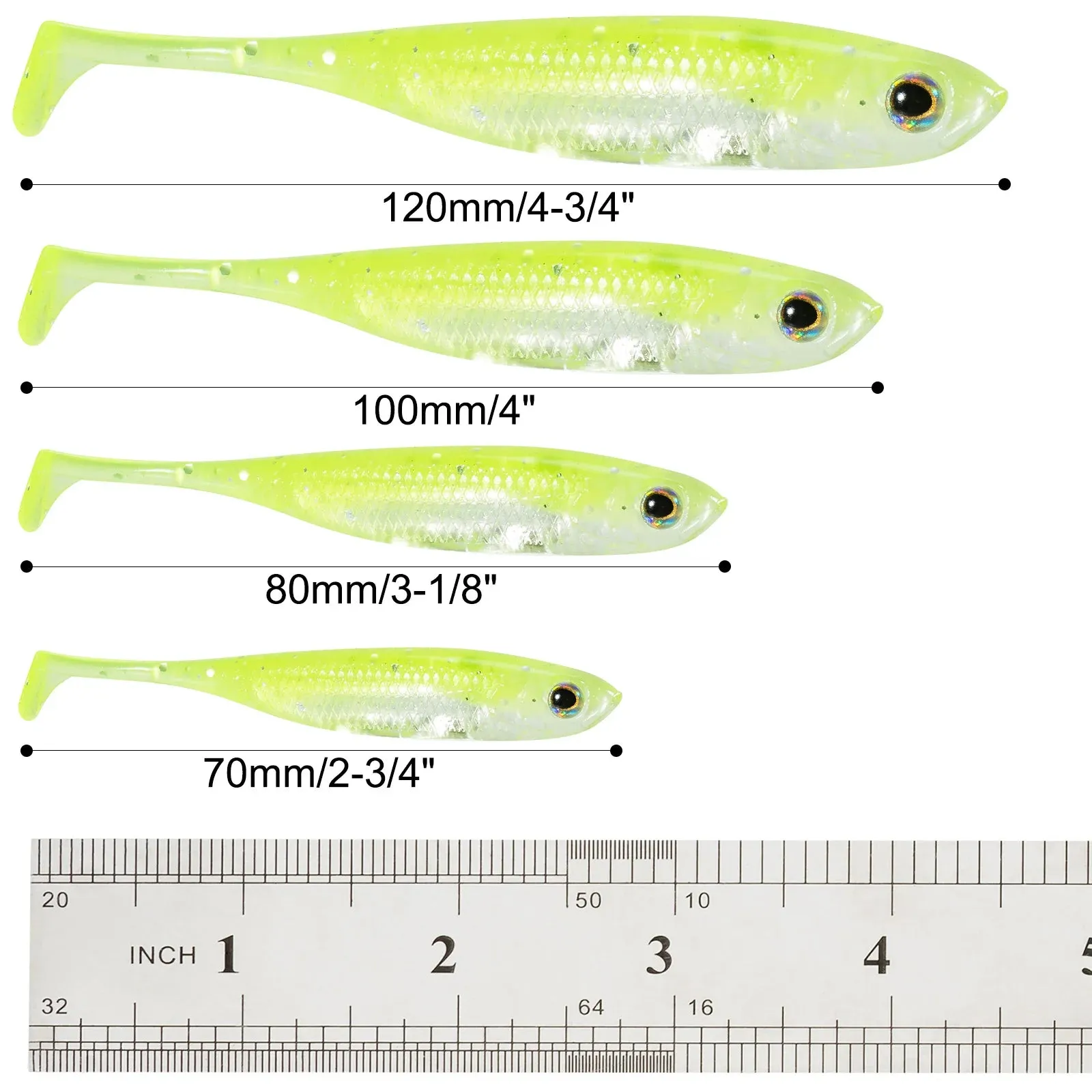 5/6pcs Fishing Soft Plastic Lures Silicone Bait Paddle Tail Shad Swimbaits