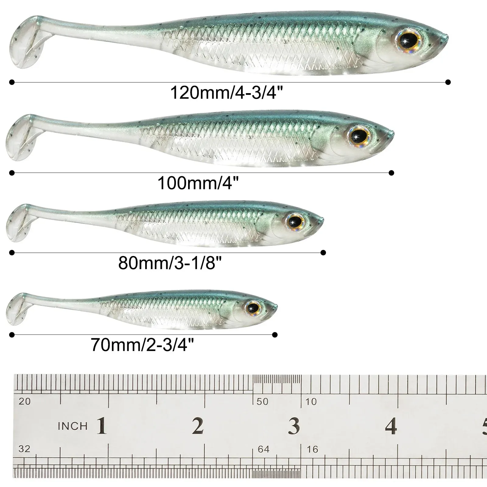5/6pcs Fishing Soft Plastic Lures Silicone Bait Paddle Tail Shad Swimbaits