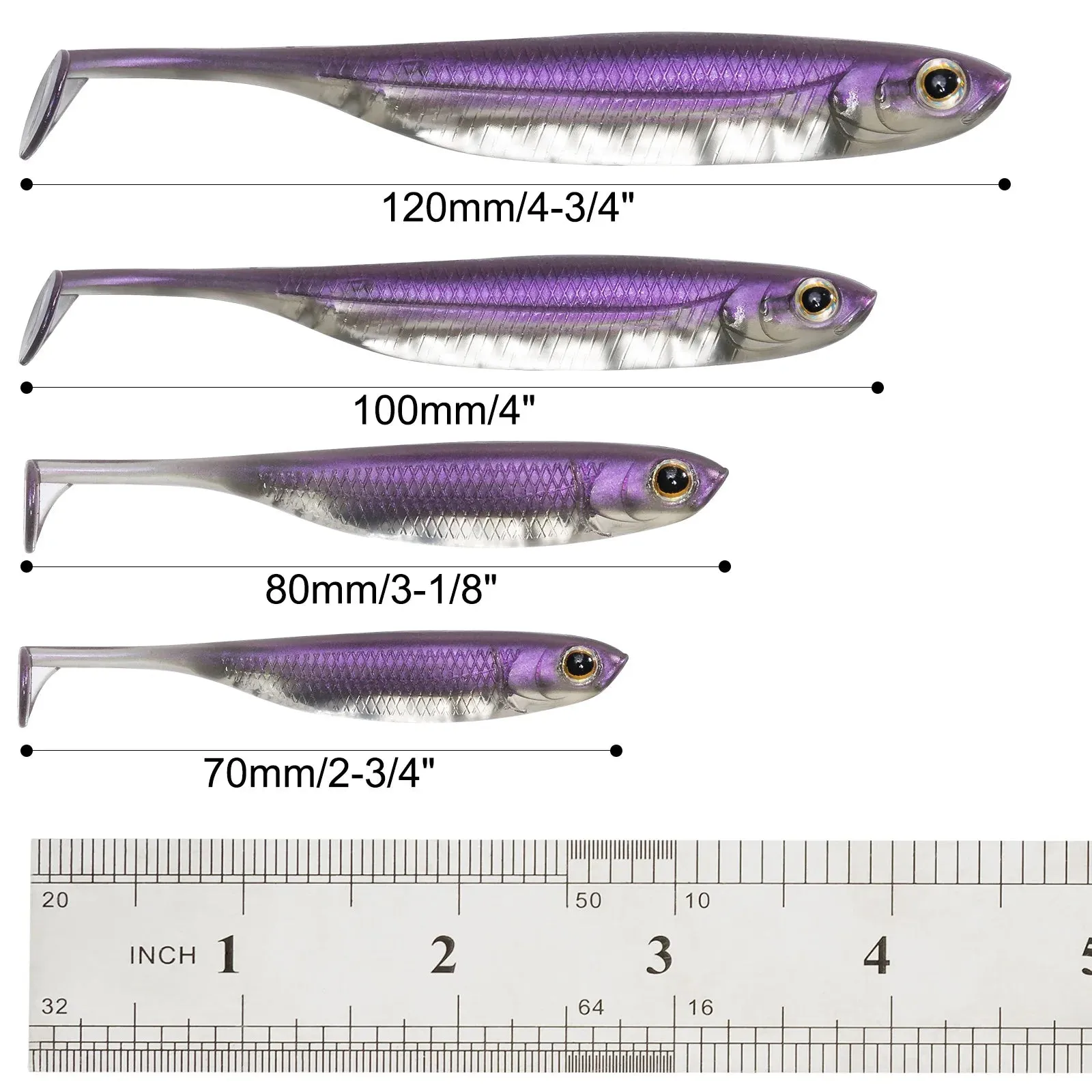 5/6pcs Fishing Soft Plastic Lures Silicone Bait Paddle Tail Shad Swimbaits