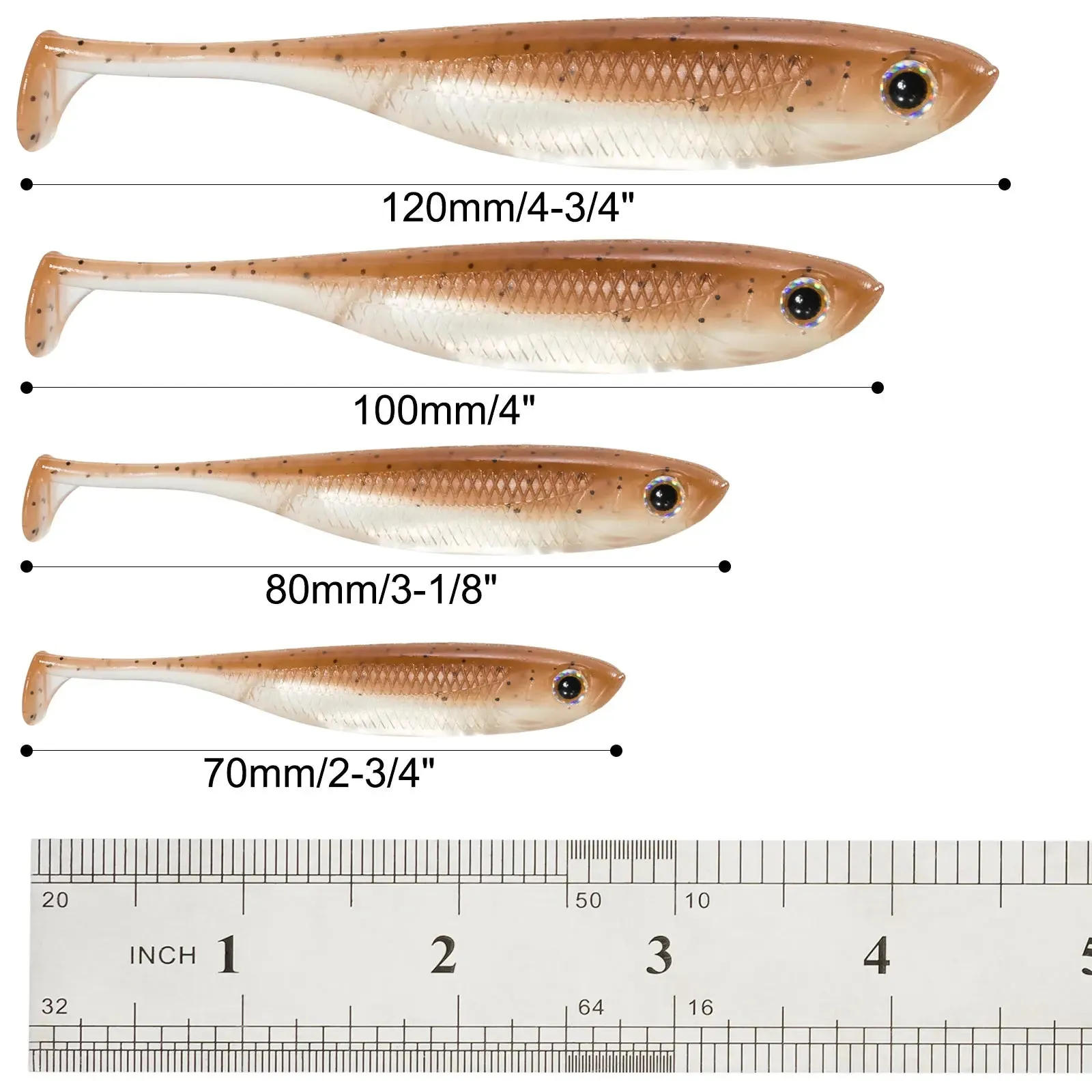 5/6pcs Fishing Soft Plastic Lures Silicone Bait Paddle Tail Shad Swimbaits