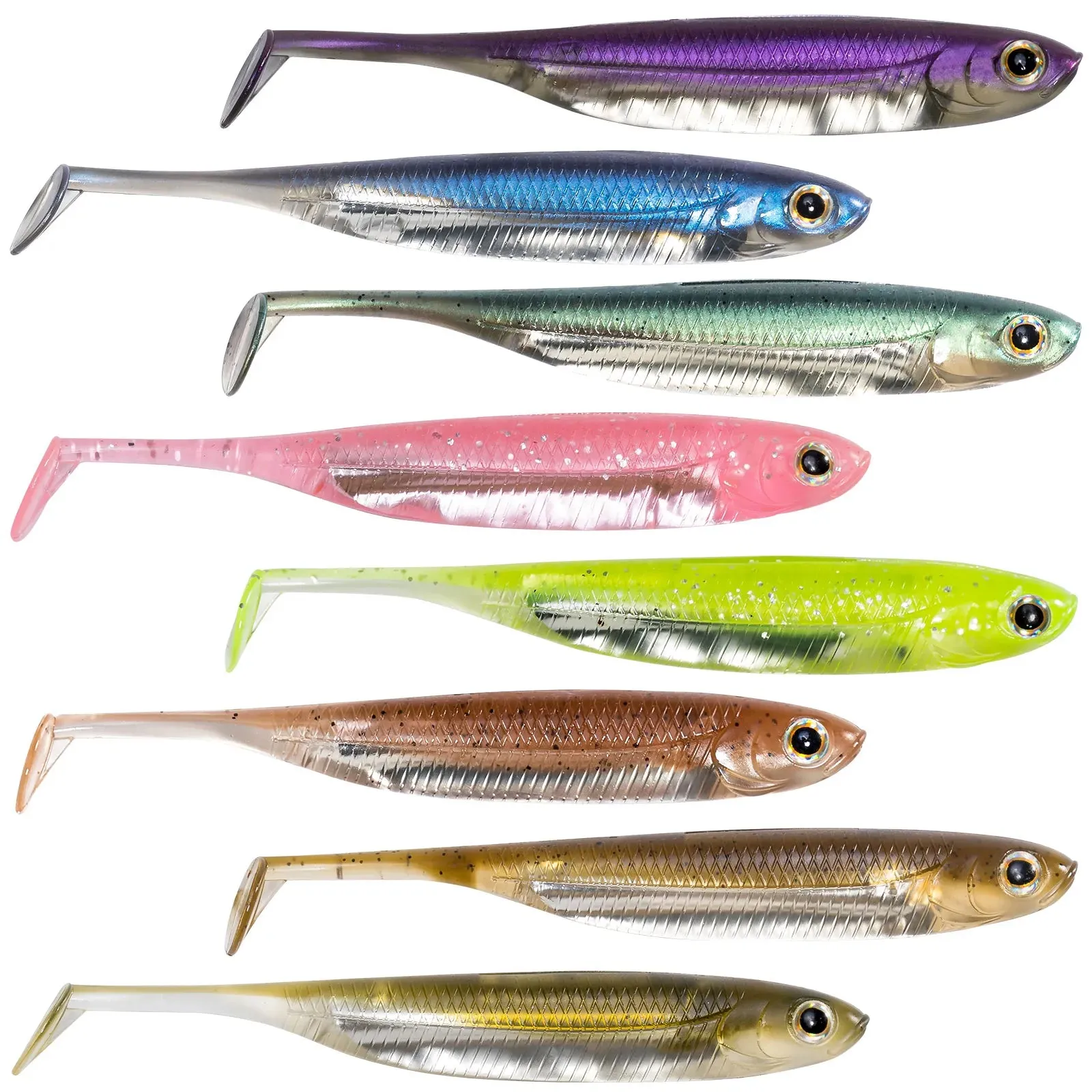 5/6pcs Fishing Soft Plastic Lures Silicone Bait Paddle Tail Shad Swimbaits