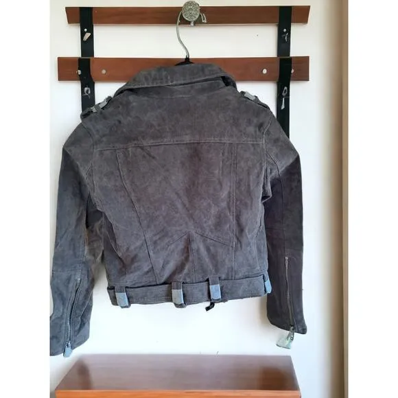 (70% OFF) NWT Blank NYC Genuine Suede Motorcycle Jacket in French Grey Size XS