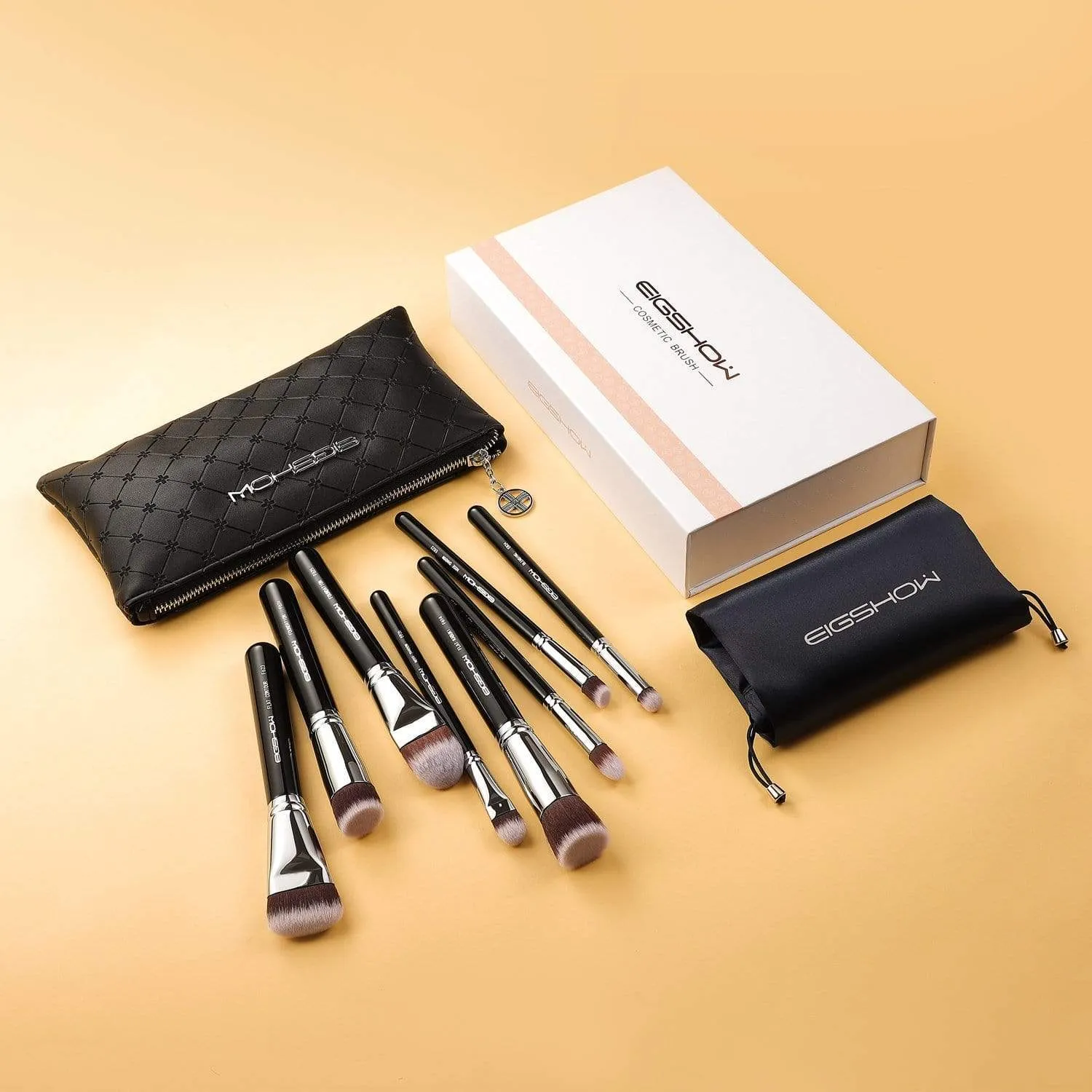 8 PCS SCULPT AND BLEND BRUSH KIT - BRIGHT SILVER