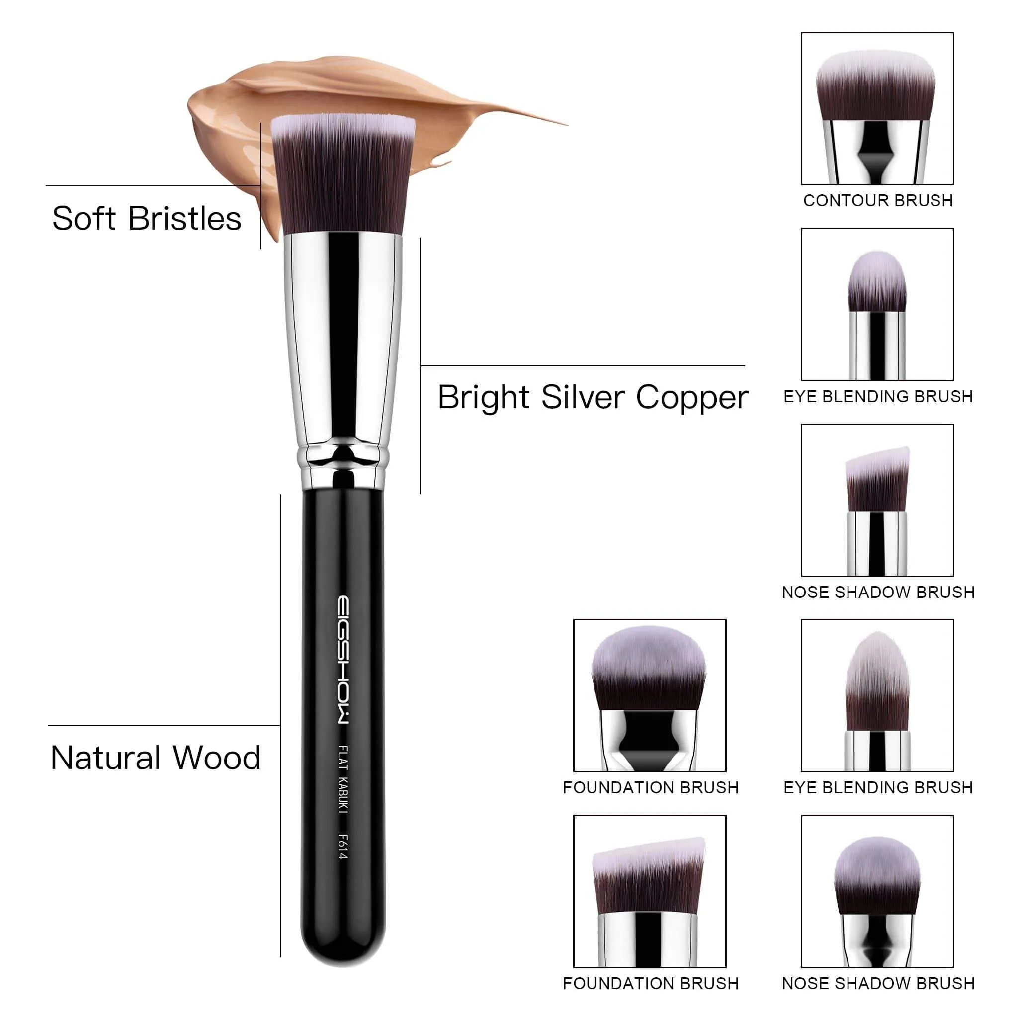 8 PCS SCULPT AND BLEND BRUSH KIT - BRIGHT SILVER