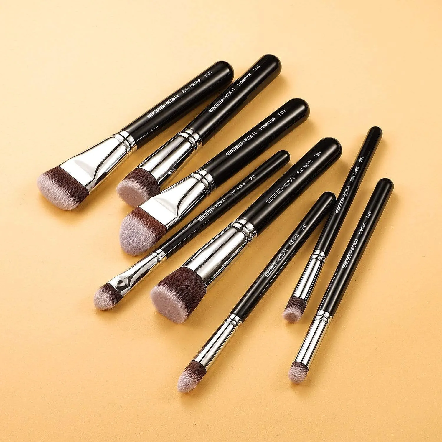 8 PCS SCULPT AND BLEND BRUSH KIT - BRIGHT SILVER