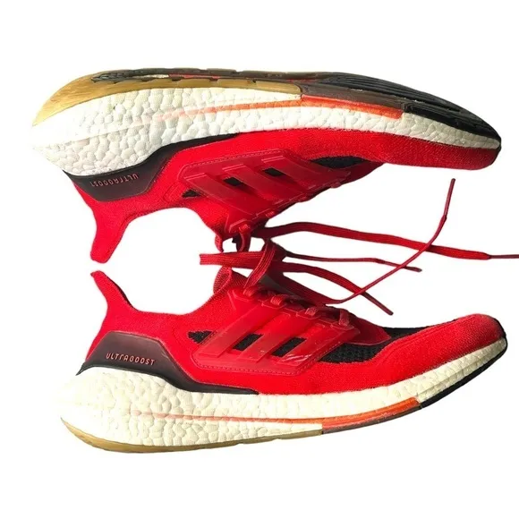 Adidas Ultraboost 21 Mens Size 8 Red Athletic Running Shoes Sneakers FY0387​​​​​