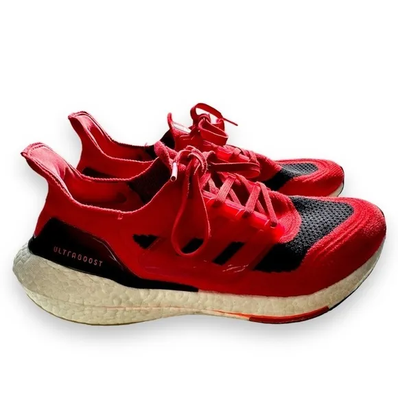 Adidas Ultraboost 21 Mens Size 8 Red Athletic Running Shoes Sneakers FY0387​​​​​