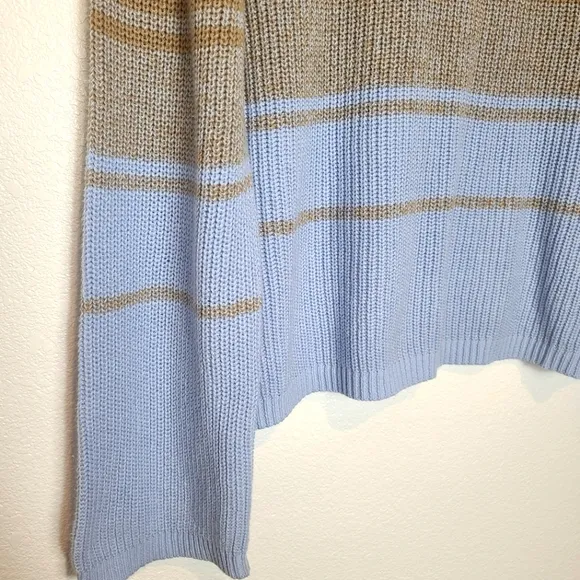 ANTHROPOLOGIE Easy Crewneck Striped Neutral Sweater Size Large