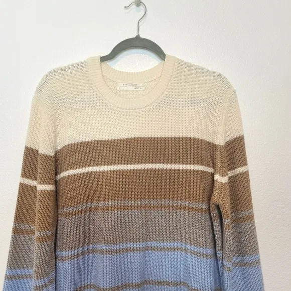 ANTHROPOLOGIE Easy Crewneck Striped Neutral Sweater Size Large