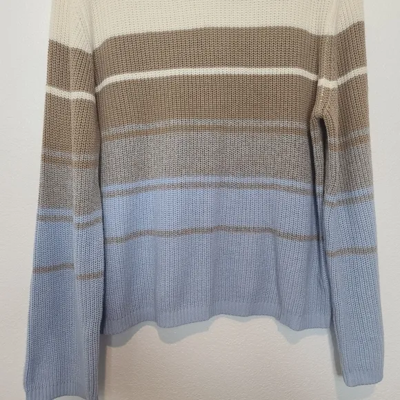 ANTHROPOLOGIE Easy Crewneck Striped Neutral Sweater Size Large