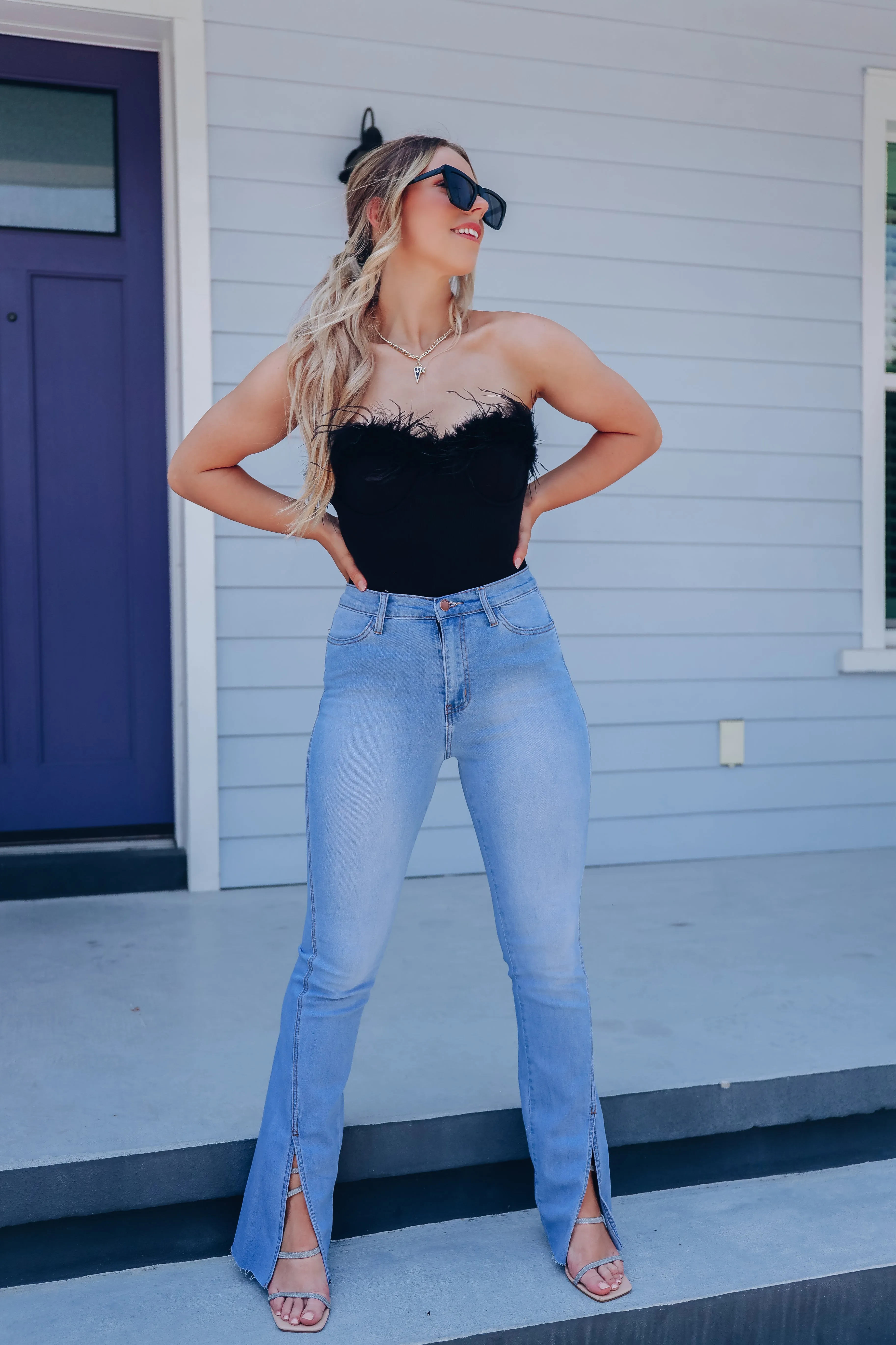 Astro Mid-Rise Split Hem Jeans