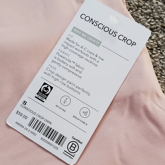 Athleta CONSCIOUS CROP BRA in Orchid Pink
