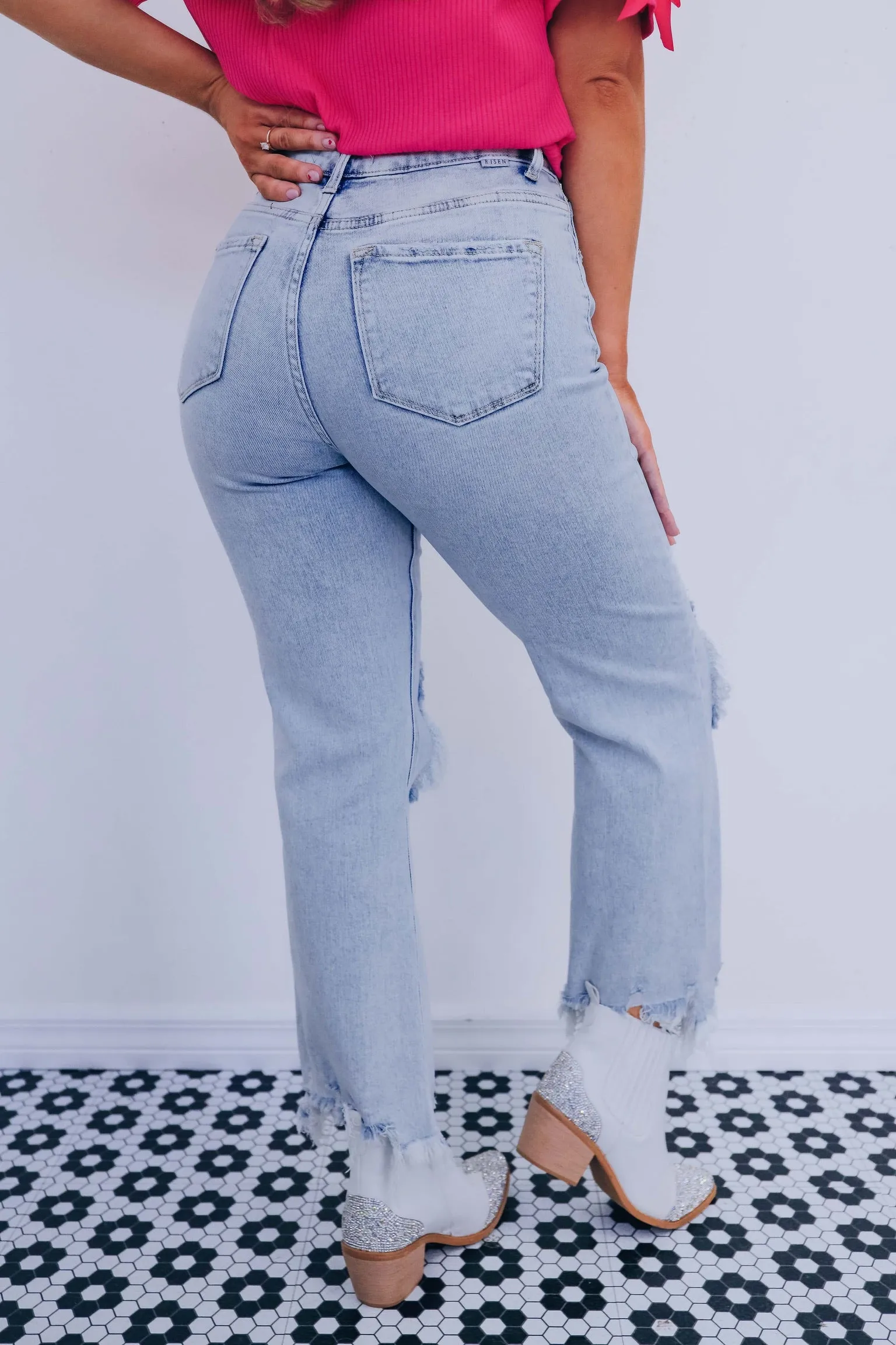 Becky High Rise Cropped Jeans - Light