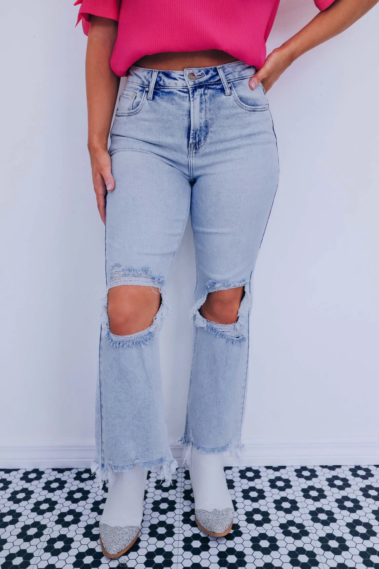 Becky High Rise Cropped Jeans - Light