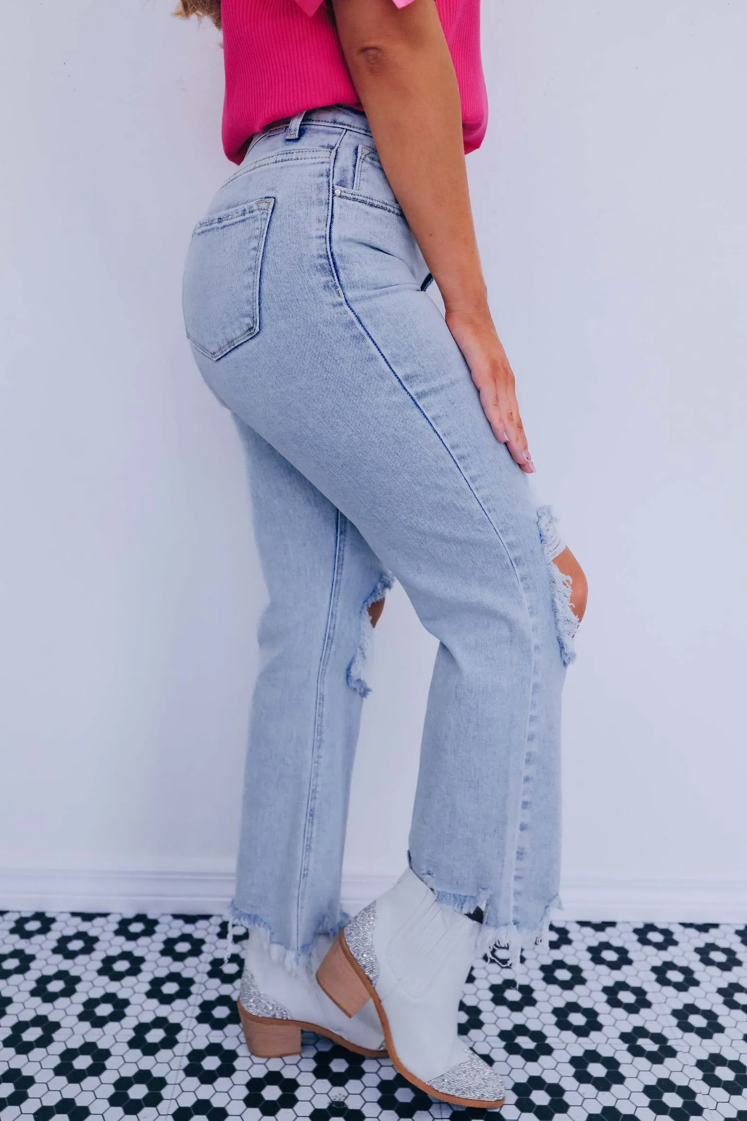 Becky High Rise Cropped Jeans - Light
