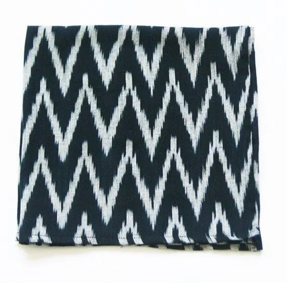 Black Grey Zig Zag Cotton Woven Ikat Napkin Set of 4