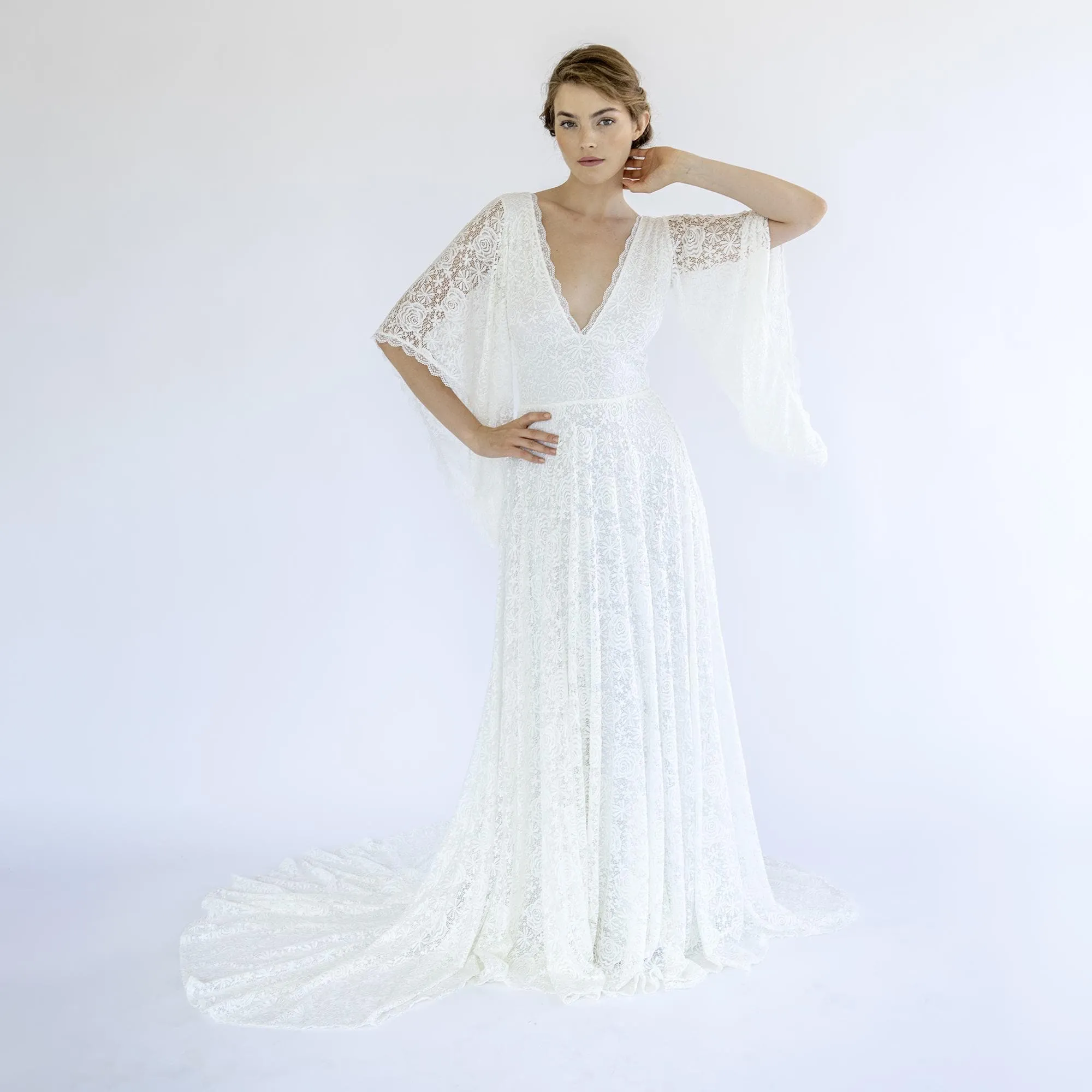 Boho Chic Dress with Train #1491