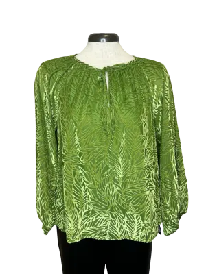 Brisk Green Burnout Peasant Top