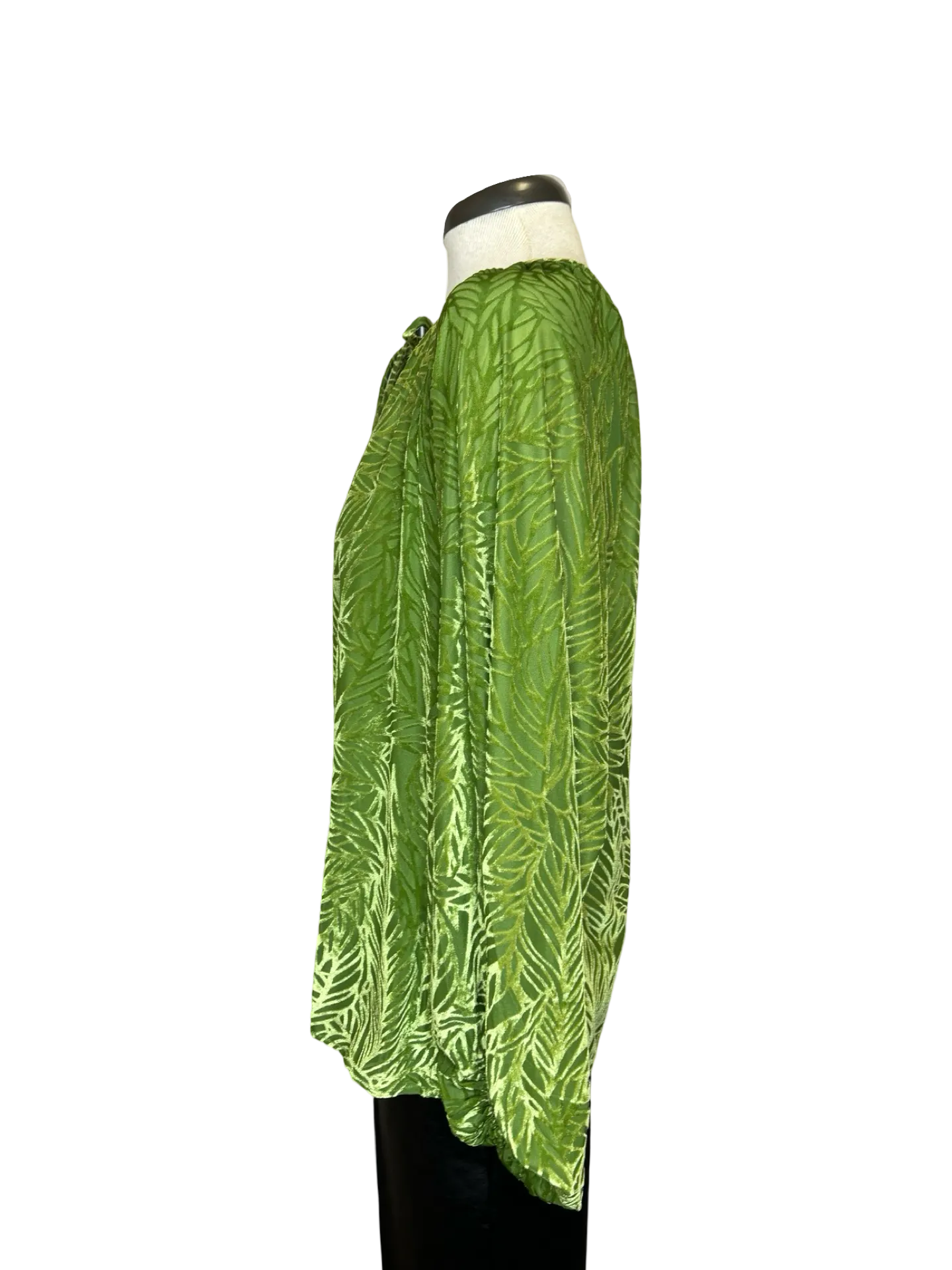Brisk Green Burnout Peasant Top