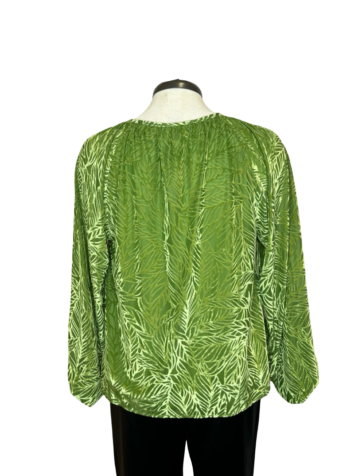 Brisk Green Burnout Peasant Top
