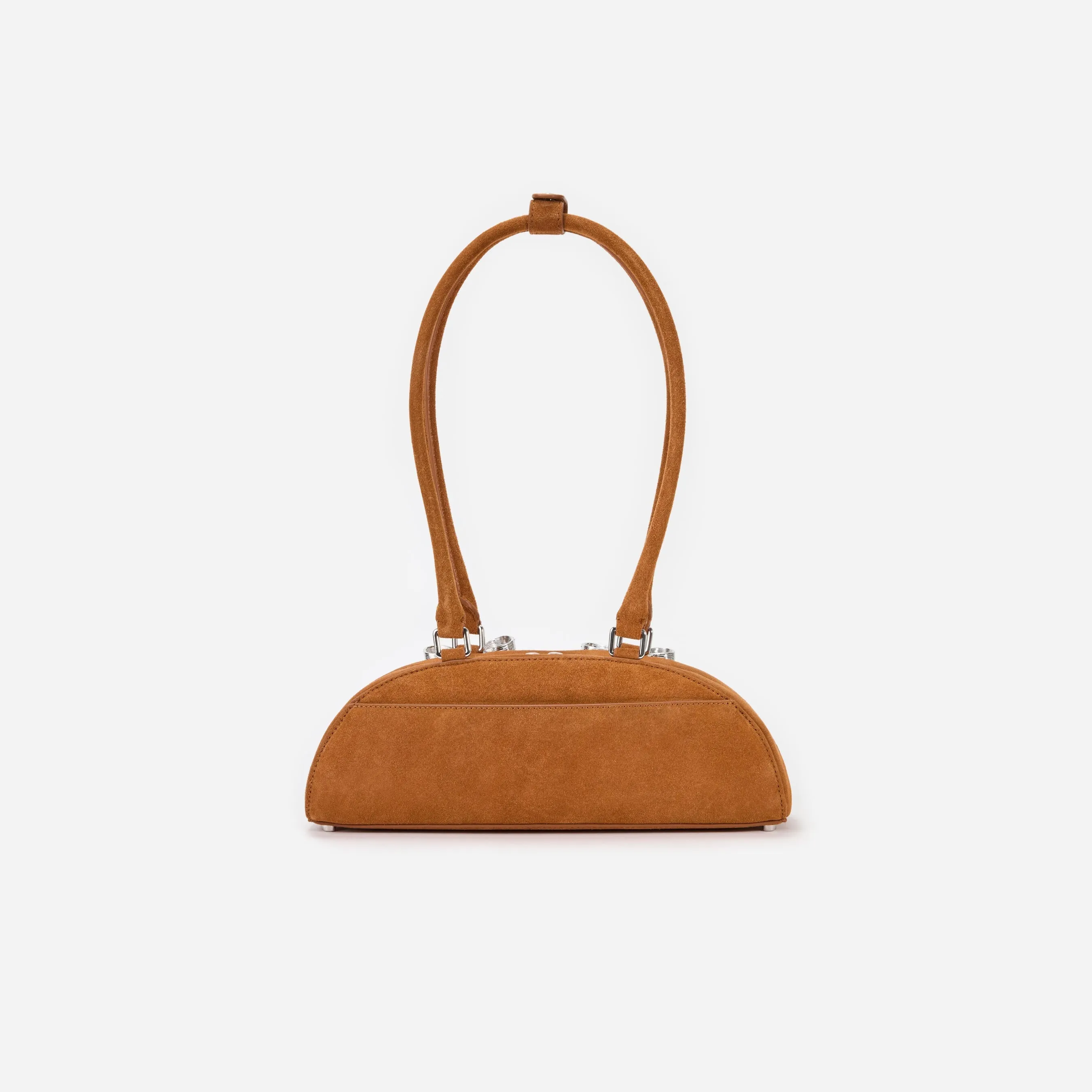 Brown Suede Curved Shoulder Bag