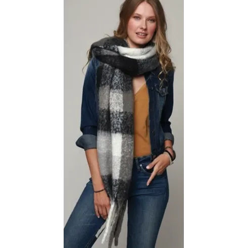 Brushed Large Scarf in Charcoal