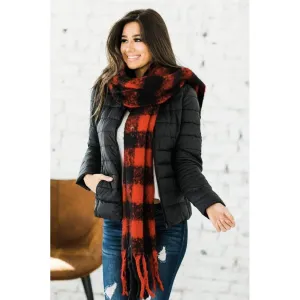 Brushed Large Scarf in Red