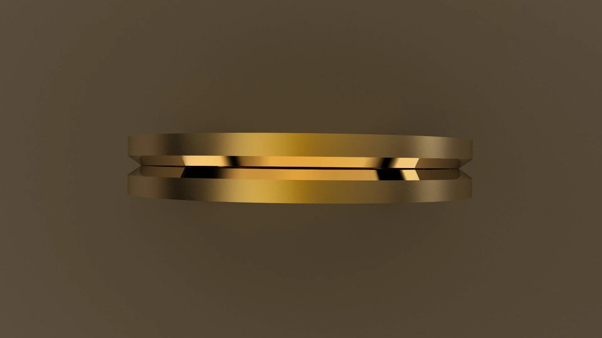 Brushed Yellow Gold 3mm Single V Groove Wedding Band