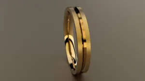 Brushed Yellow Gold 3mm Single V Groove Wedding Band