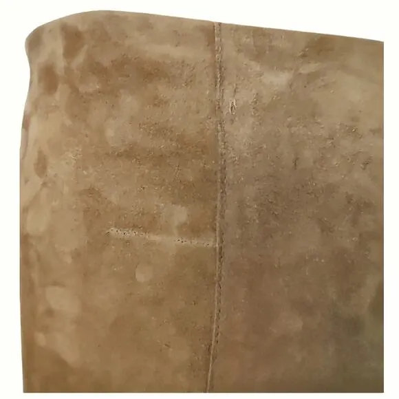 CACHE Tan Suede A-line Flare Skirt w/ Hi Low Hemline Size 6 Coastal Cowgirl Boho