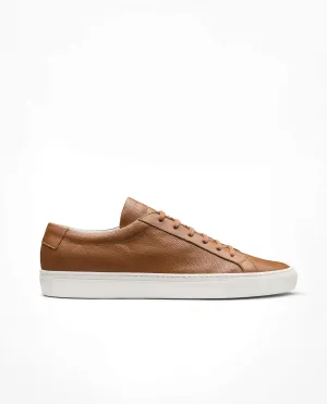 Camel Perforated Calf Low-Top Sneakers