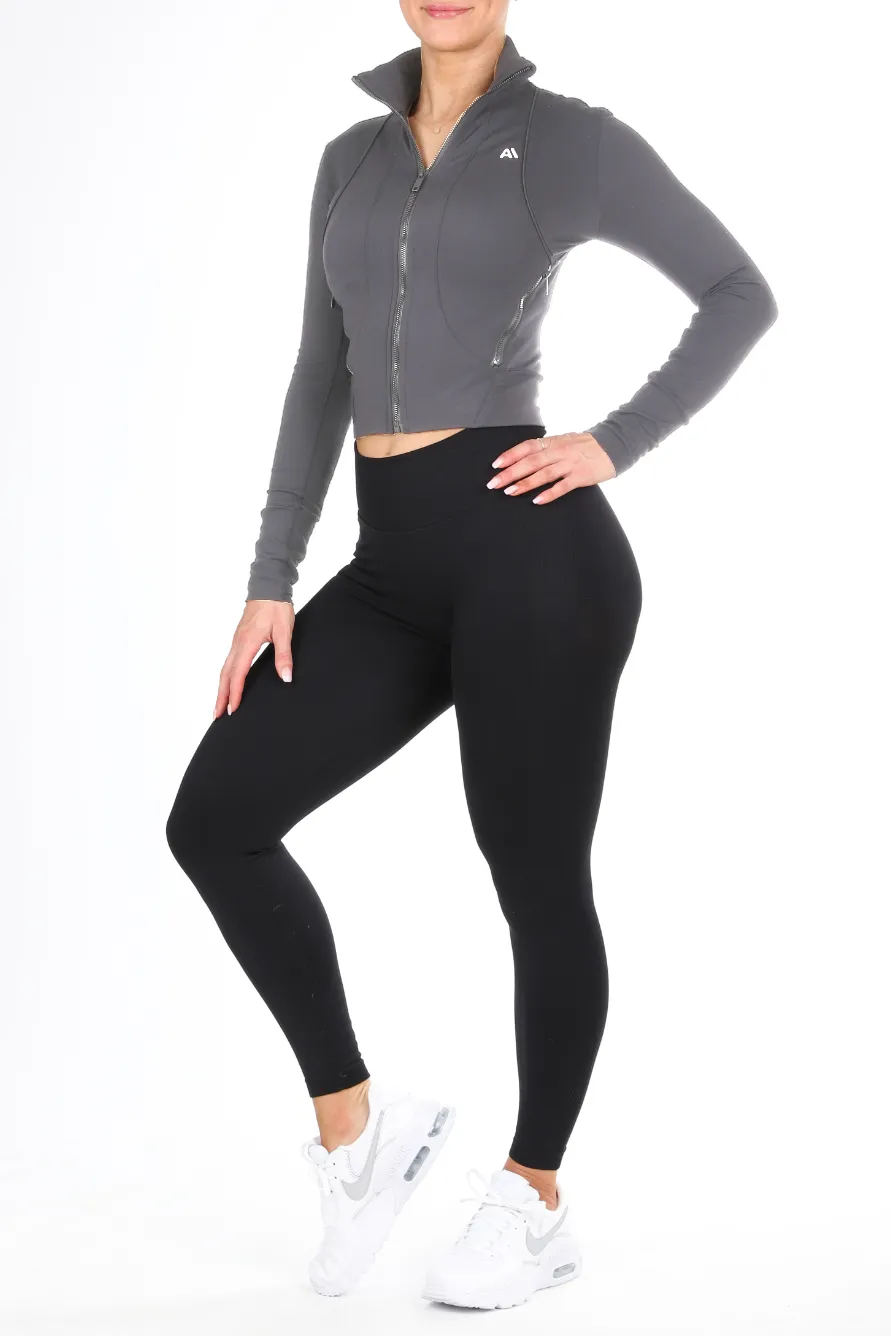 Christine Mid Length Running Jacket Dark Grey