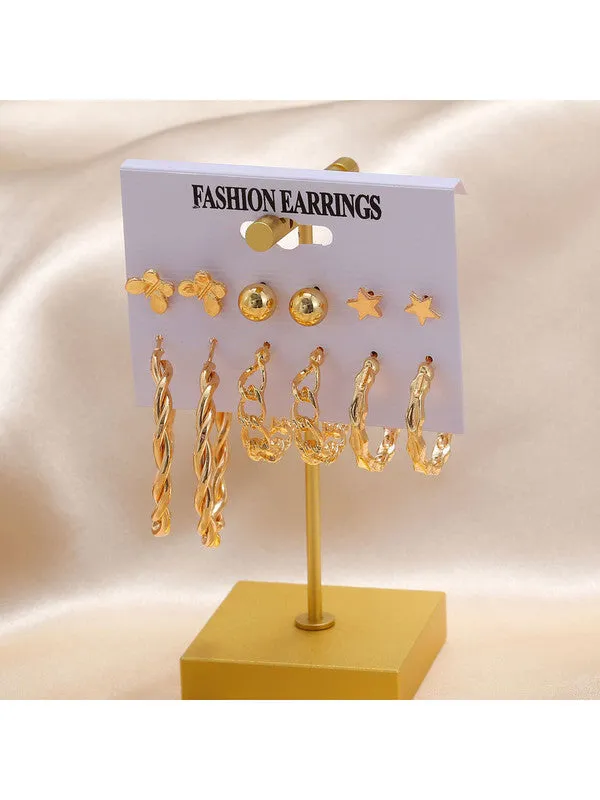 Combo of 12 Pair Cross Hoop and Studs Earrings