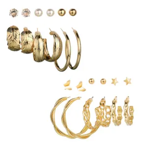 Combo of 12 Pair Cross Hoop and Studs Earrings