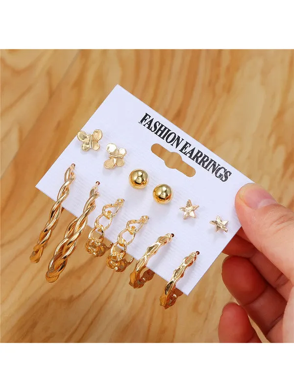 Combo of 12 Pair Cross Hoop and Studs Earrings