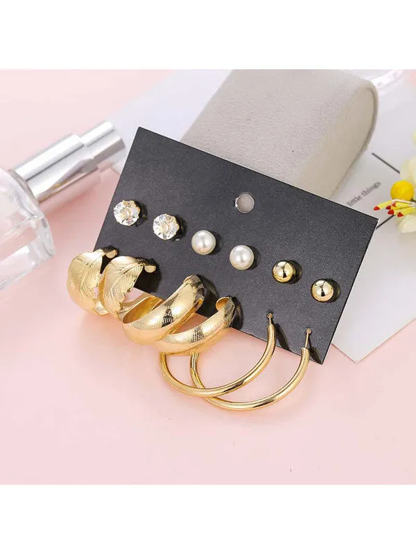 Combo of 12 Pair Cross Hoop and Studs Earrings