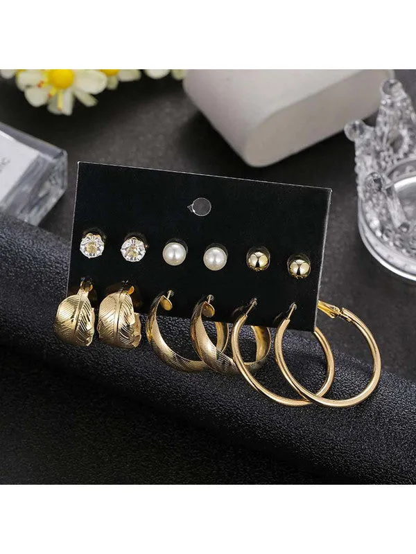Combo of 12 Pair Cross Hoop and Studs Earrings