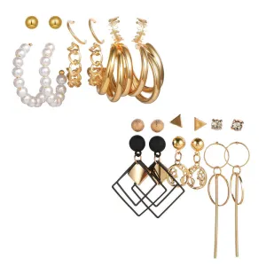 Combo of 12 Pair Studs and Hoop Earrings