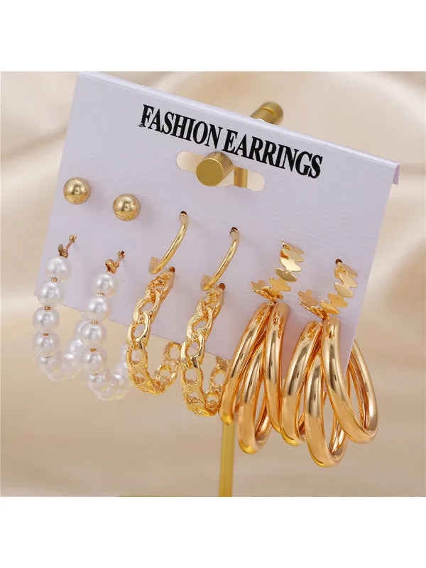 Combo of 12 Pair Studs and Hoop Earrings